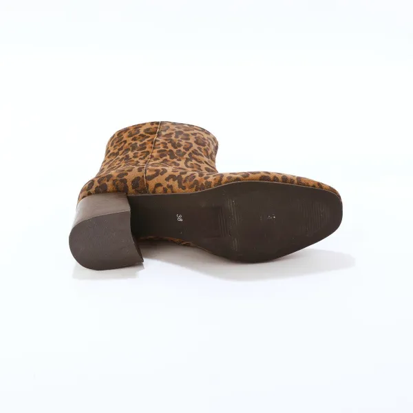 Kožené nízke čižmy s leopardím vzorom