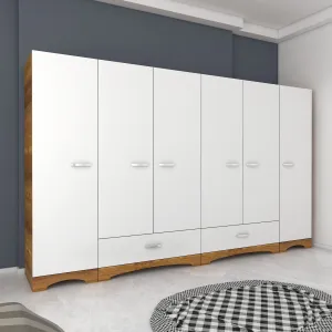 Kalune Design Šatní skříň Juraj 243 cm bílá/ořech
