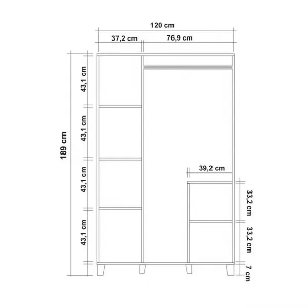 Kalune Design Šatní skříň Leva 120 cm borovice Atlantic/vícebarevná