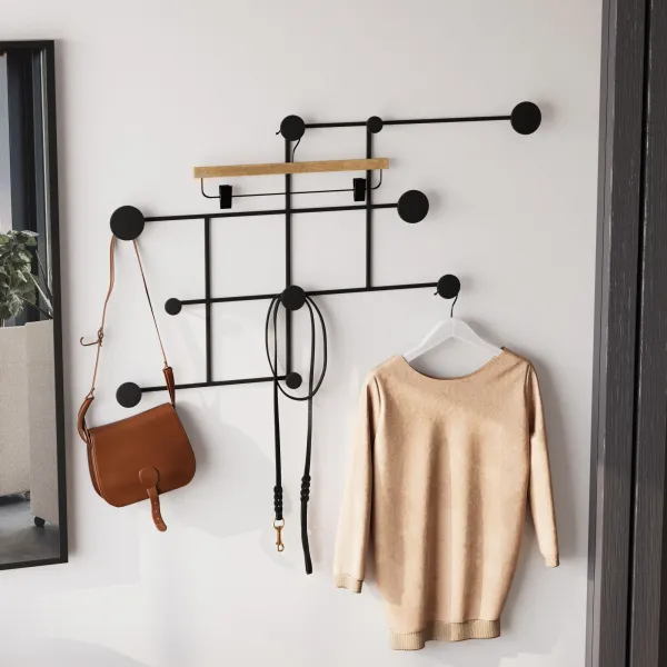 Wallity Nástenný kovový vešiak Fatara 112 cm čierny