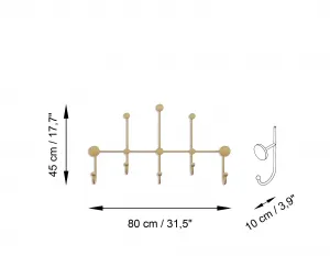 Wallity Nástenný kovový vešiak Iyon 80 cm zlatý