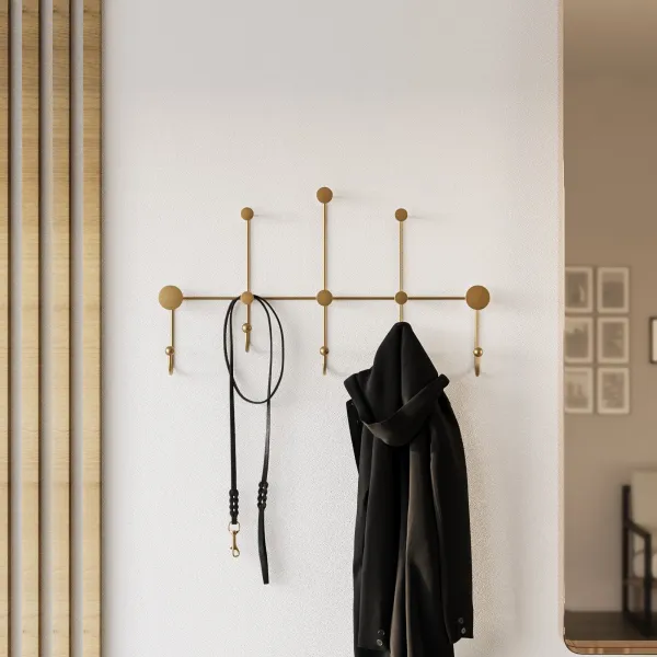 Wallity Nástenný kovový vešiak Iyon 80 cm zlatý