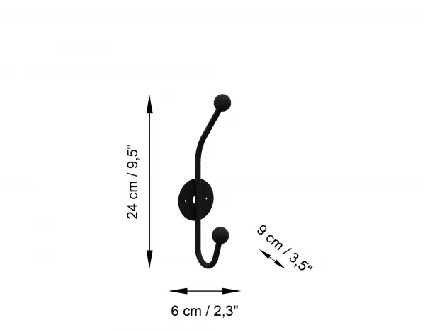 Wallity Nástenný háčik Rhino 24 cm čierny