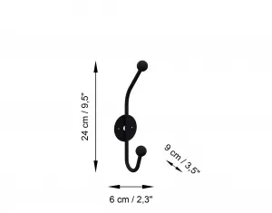 Wallity Nástenný háčik Rhino 24 cm čierny