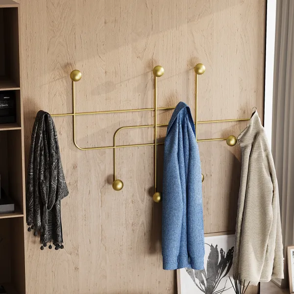 Wallity Nástenný kovový vešiak Samara 107 cm zlatý