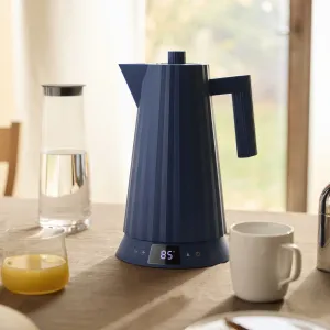 Rýchlovarná kanvica Plissé 1,7L s voľbou teploty vody, modrá - Alessi