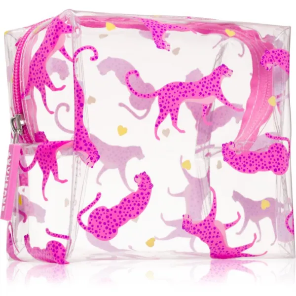 BrushArt Accessories Transparent cosmetic bag transparentná kozmetická taštička Cheetah in love 15 x 14 x 9 cm 1 ks