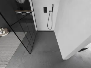 MEXEN/S - KIOTO Sprchová zástena WALK-IN 90x200 cm 8 mm, čierna, čierny vzor 2 800-090-101-70-78