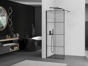 MEXEN/S - KIOTO Sprchová zástena WALK-IN 80x200 cm 8 mm, čierna, čierny vzor 1 800-080-101-70-77
