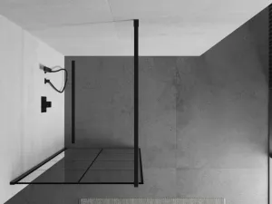 MEXEN/S - KIOTO Sprchová zástena WALK-IN 80x200 cm 8 mm, čierna, čierny vzor 1 800-080-101-70-77