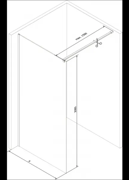 MEXEN/S - KIOTO Sprchová zástena WALK-IN 070x200 cm 8 mm, chróm, Transparent / matné sklo 800-070-101-01-35