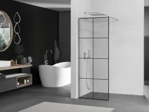 MEXEN/S - KIOTO Sprchová zástena WALK-IN 80x200 cm 8 mm, chróm, čierny vzor 1 800-080-101-01-77