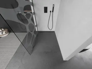 MEXEN/S - KIOTO Sprchová zástena WALK-IN 110x200 cm 8 mm, čierna, biely vzor 800-110-101-70-97