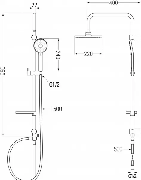 MEXEN/S - X40 grafit sprchový stĺp 7984040091-66