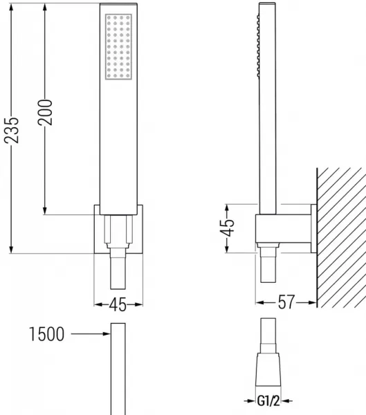 MEXEN/S - Estrella R02 vaňová batéria so sprchou set, čierna 7233R02-70