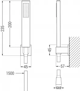 MEXEN/S - Estrella R02 vaňová batéria so sprchou set, čierna 7233R02-70