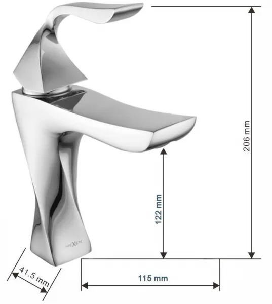 MEXEN/S - Estrella DQ02 Set umývadlové a vaňové batérie s príslušenstvom, chróm 72303DQ02-00