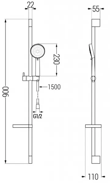 MEXEN/S - Kama DS75 Set umývadlové a vaňové batérie s príslušenstvom, chróm 72503DS75-00