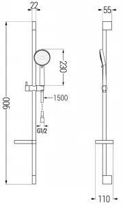 MEXEN/S - Kama DS75 Set umývadlové a vaňové batérie s príslušenstvom, chróm 72503DS75-00