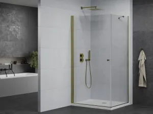 MEXEN/S - Pretoria otváracia sprchovací kút 70x80, sklo transparent, zlatá + vanička 852-070-080-50-00-4010