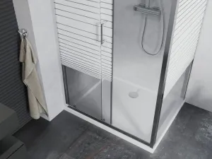 MEXEN/S - Apia Sprchovací kút 140x70, transparent / dekor, chróm + vanička so sifónom 840-140-070-01-20-4010