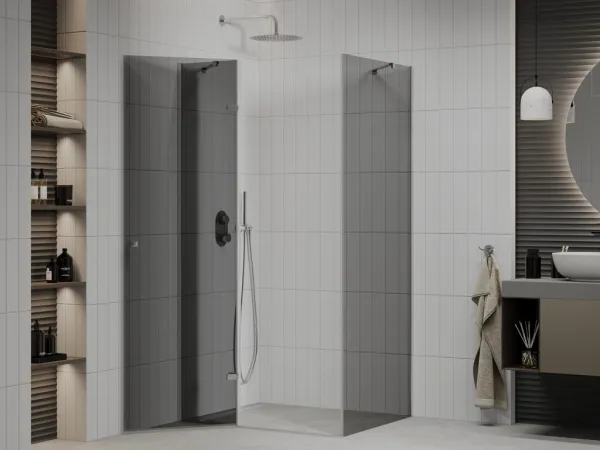 MEXEN/S - ROMA sprchovací kút 90x80, grafit, chróm 854-090-080-01-40