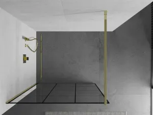 MEXEN/S - KIOTO Sprchová zástena WALK-IN 110x200 cm 8 mm, zlatá, čierny vzor 1 800-110-101-50-77