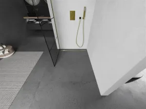 MEXEN/S - KIOTO Sprchová zástena WALK-IN 80x200 cm 8 mm, zlatá, čierny vzor 1 800-080-101-50-77