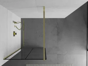 MEXEN/S - KIOTO Sprchová zástena WALK-IN 80x200 cm 8 mm, zlatá, čierny vzor 1 800-080-101-50-77
