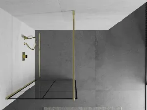 MEXEN/S - KIOTO Sprchová zástena WALK-IN 70x200 cm 8 mm, zlatá, čierny vzor 1 800-070-101-50-77