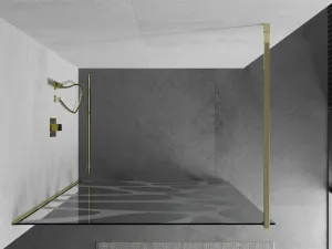 MEXEN/S - KIOTO Sprchová zástena WALK-IN 70x200 cm 8 mm, zlatá, biely vzor 800-070-101-50-97