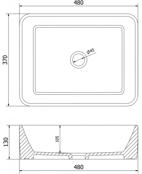 MEXEN - Catia umývadlo na dosku 48 x 37, čierna mat/zlatá linka 21314875