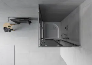 MEXEN/S - Rio štvorcový sprchovací kút 70 x 70, grafit, chróm + vanička Rio 860-070-070-01-40-4510