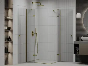 MEXEN/S - ROMA sprchovací kút 90x90, transparent, zlato 854-090-080-50-00-02