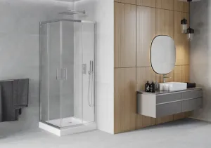 MEXEN/S - Rio štvorcový sprchovací kút 80 x 80, transparent, chróm + vanička Rio 860-080-080-01-00-4510