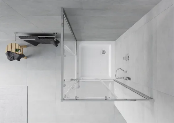MEXEN/S - Rio štvorcový sprchovací kút 80 x 80, transparent, chróm + vanička Rio 860-080-080-01-00-4510