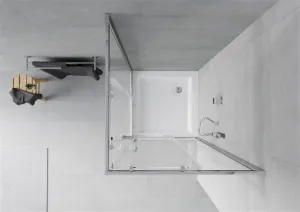 MEXEN/S - Rio štvorcový sprchovací kút 80 x 80, transparent, chróm + vanička Rio 860-080-080-01-00-4510