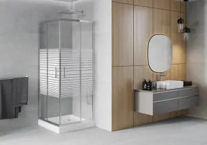 MEXEN/S - Rio štvorcový sprchovací kút 80 x 80, dekor, chróm + vanička Rio 860-080-080-01-20-4510