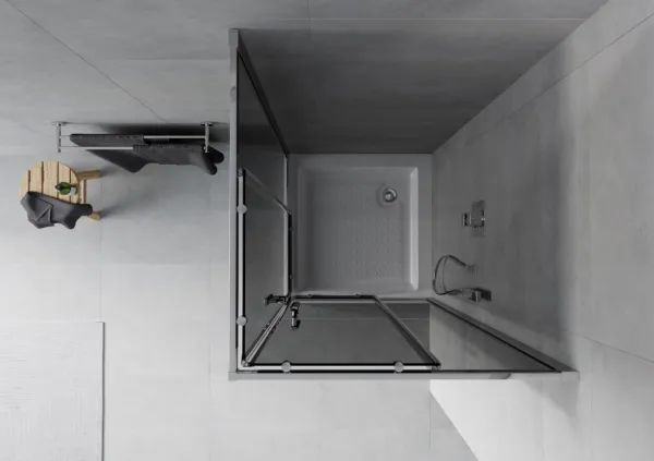 MEXEN/S - Rio štvorcový sprchovací kút 80 x 80, grafit, chróm + vanička Rio 860-080-080-01-40-4510