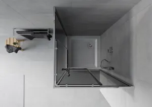 MEXEN/S - Rio štvorcový sprchovací kút 80 x 80, grafit, chróm + vanička Rio 860-080-080-01-40-4510