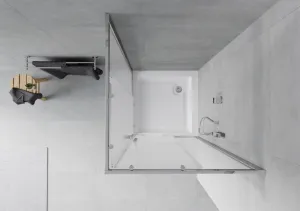 MEXEN/S - Rio štvorcový sprchovací kút 80 x 80, mráz, chróm + vanička so sifónom Rio, biela 860-080-080-01-30-4510