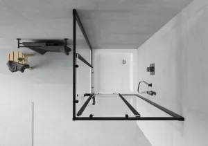MEXEN/S - Rio štvorcový sprchovací kút 80 x 80, transparent, čierny + vanička so sifónom Rio, biela 860-080-080-70-00-4510