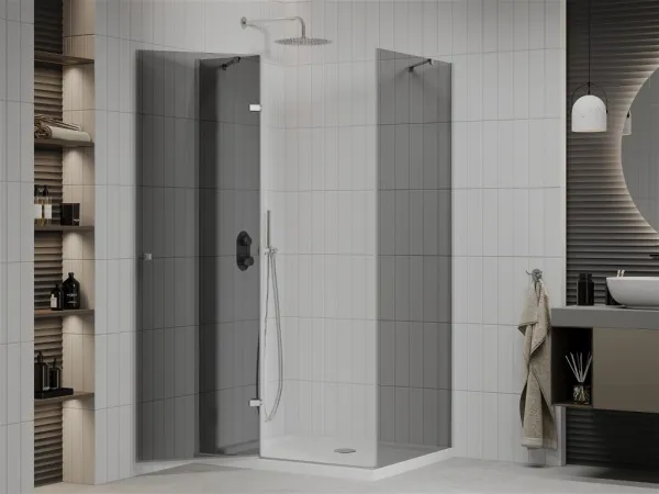 MEXEN/S - Roma sprchovací kút 90x100, grafit, chróm + biela vanička so sifónom 854-090-100-01-40-4010