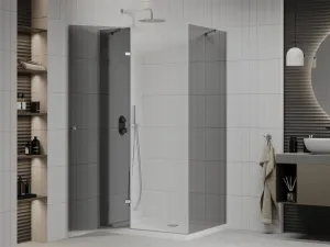 MEXEN/S - Roma sprchovací kút 90x100, grafit, chróm + biela vanička so sifónom 854-090-100-01-40-4010