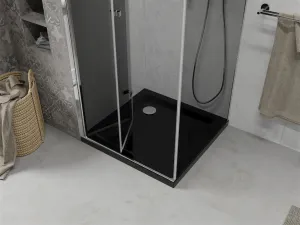 MEXEN/S - Lima sprchovací kút zalamovacie dvere 80 x 80, grafit, chróm + Flat čierna vanička so sifónom 856-080-080-01-40-4070