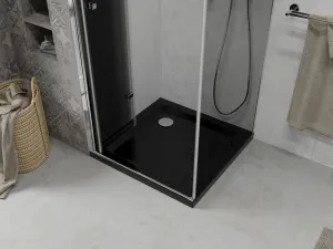 MEXEN/S - Lima sprchovací kút zalamovacie dvere 80 x 80, grafit, chróm + Flat čierna vanička so sifónom 856-080-080-01-40-4070