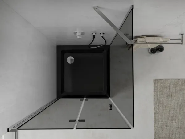 MEXEN/S - Lima sprchovací kút zalamovacie dvere 80 x 80, grafit, chróm + Flat čierna vanička so sifónom 856-080-080-01-40-4070