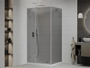 MEXEN/S - Roma sprchovací kút 70x80, grafit, chróm + biela vanička so sifónom 854-070-080-01-40-4010
