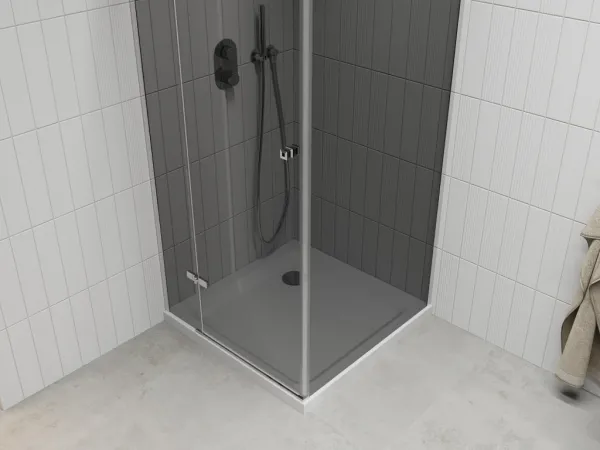 MEXEN/S - Roma sprchovací kút 80x80, grafit, chróm + biela vanička so sifónom 854-080-080-01-40-4010