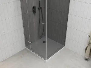 MEXEN/S - Roma sprchovací kút 80x80, grafit, chróm + biela vanička so sifónom 854-080-080-01-40-4010